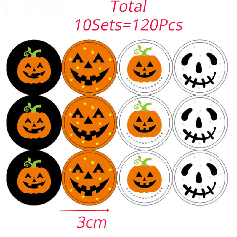 120 Stickers DIY Halloween Party Candy Box Stickers Gift Bag Labels Pumpkins Ghost Cupcake Decor Stickers Party Supplies