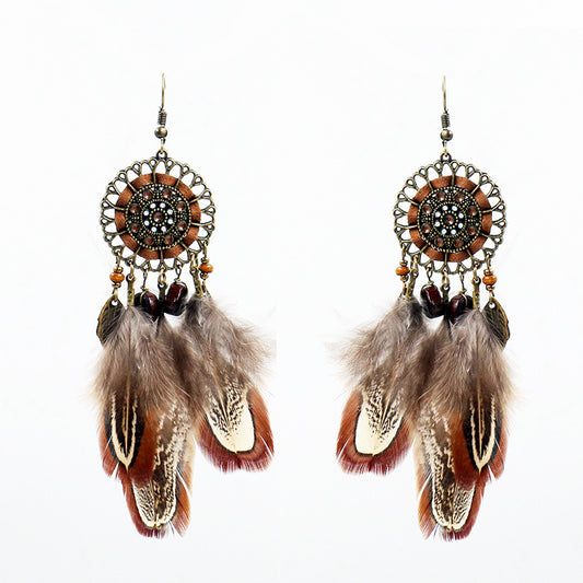 Dreamcatcher feather earrings, sun flower earrings