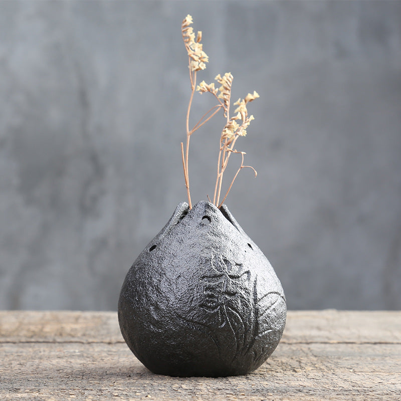 Stoneware Zen Chinese Flower Arrangement Vase