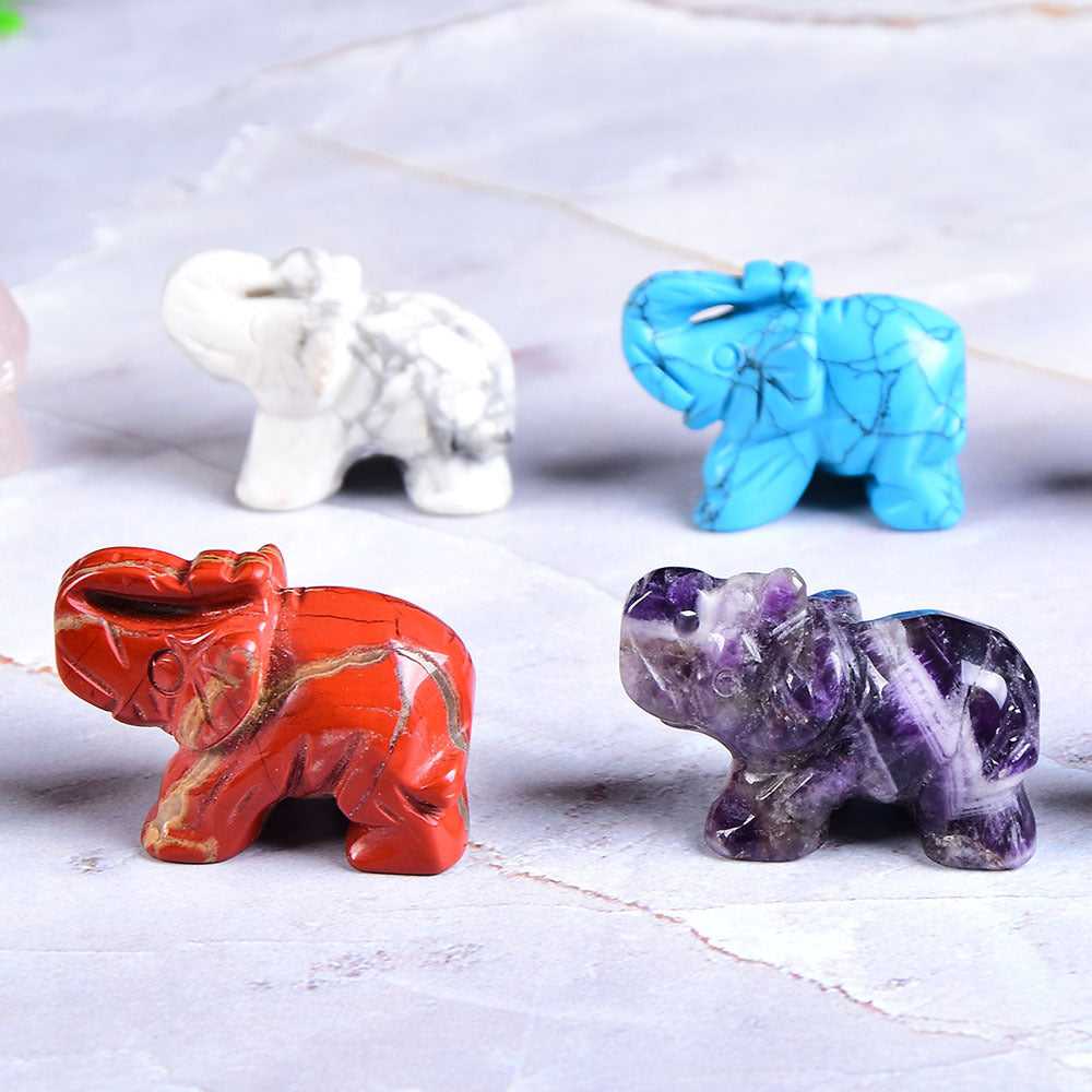 Crystal semi-precious stone carved elephant ornament