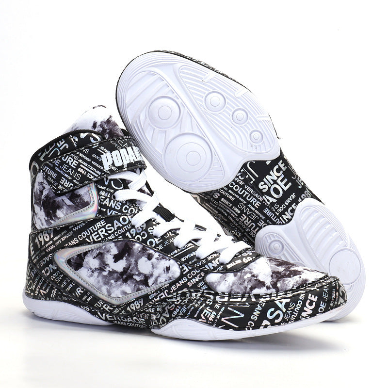 Men's Sneaker High-top Boxing Shoe Fashion Graffiti Style Fight Shoes