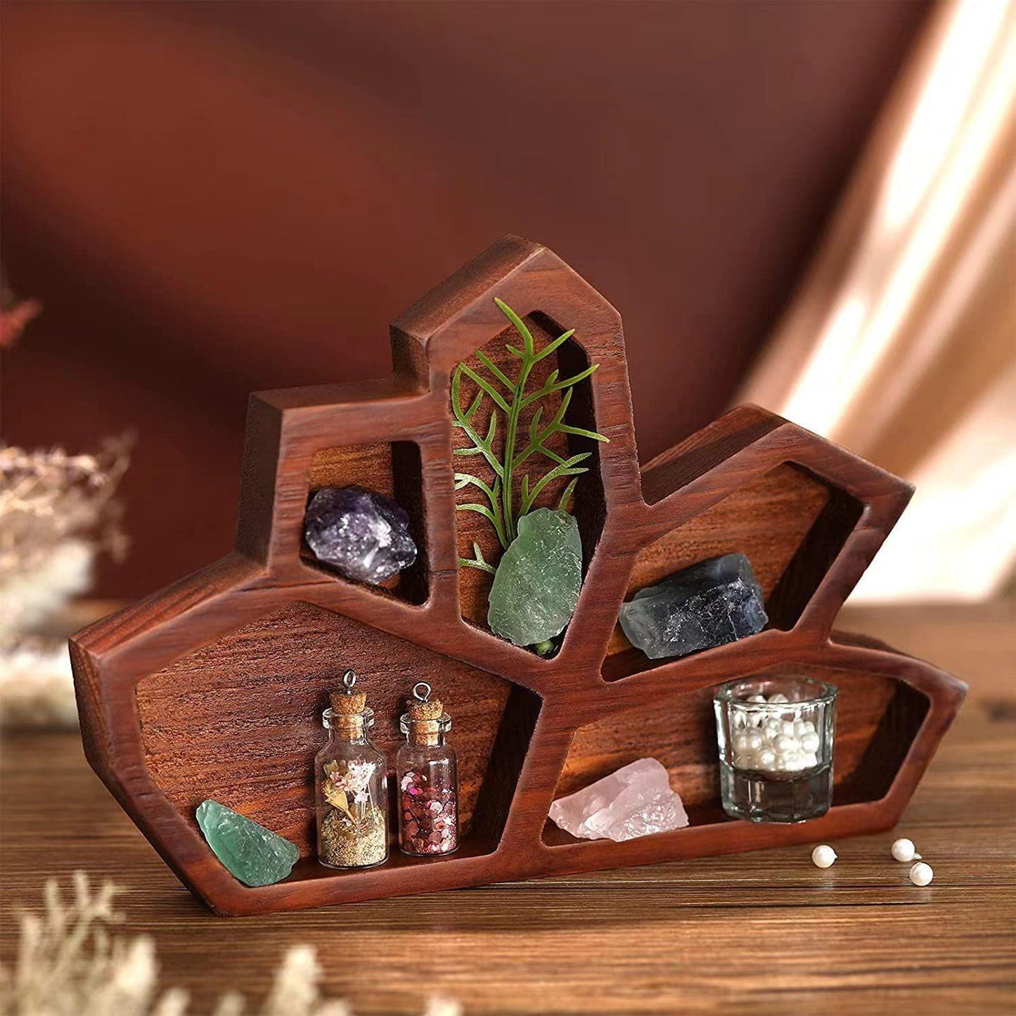 Gothic Crystal Tray Wooden Aromatherapy Wooden Essential Oil Display Plate Desktop Decoration