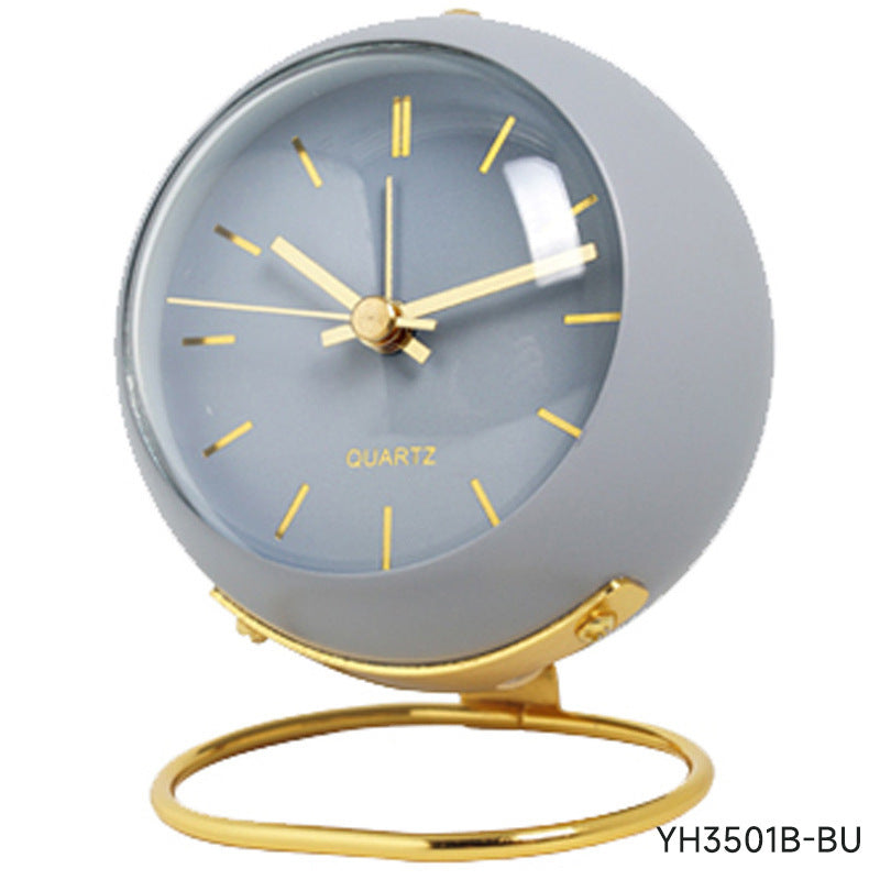 Convex Glass Ring Base Metal Clock Bedside