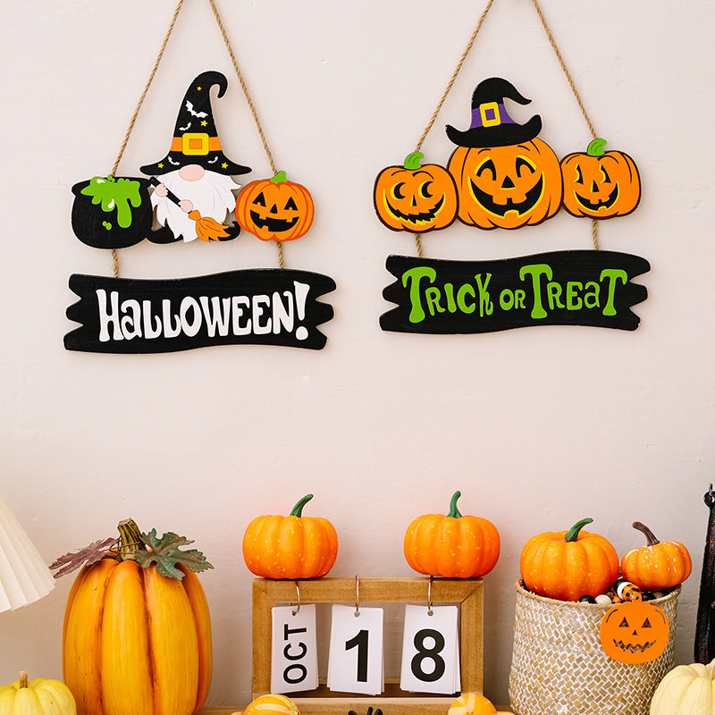 Halloween Decorations Pumpkin Wooden Pendant