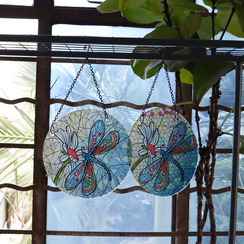 Dragonfly Glass Hanging Wall Decoration Garden