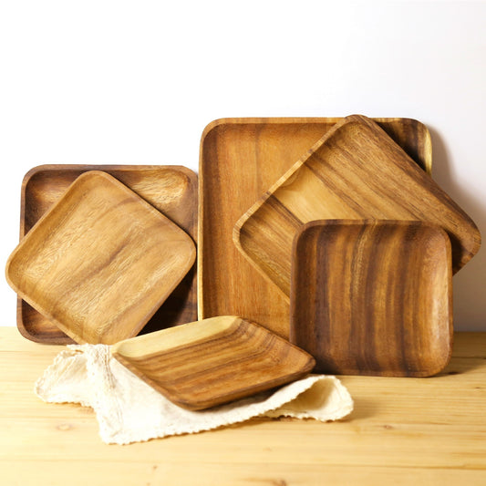 Acacia rectangular wooden plate