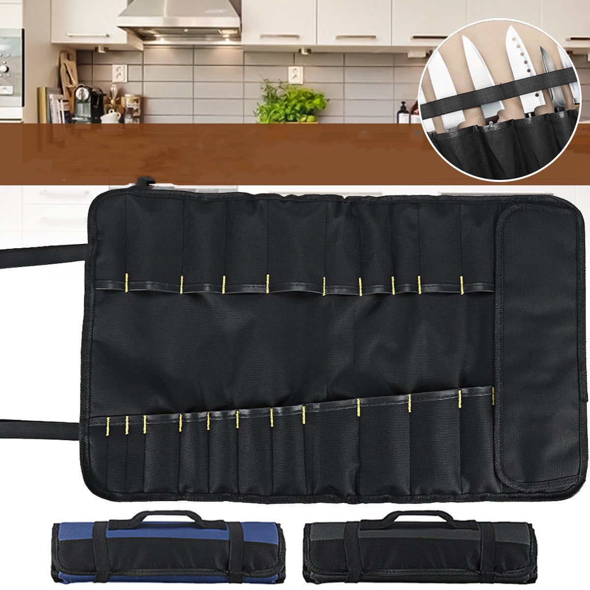 Multifunctional portable reel chef knife storage bag