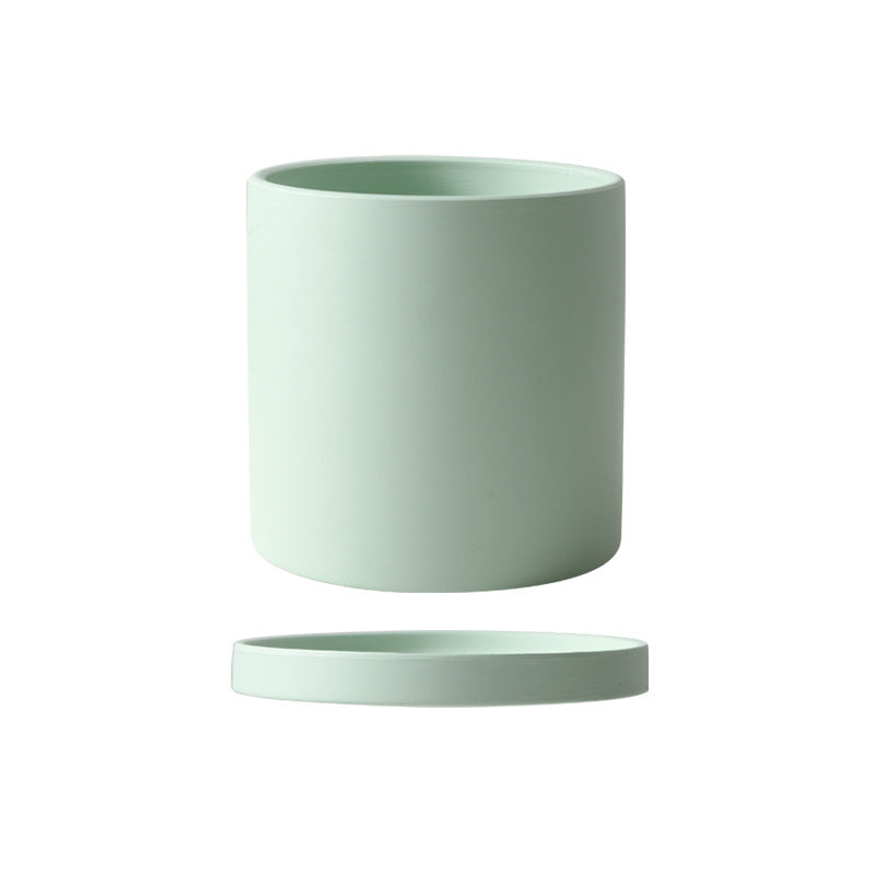 Ceramic Flowerpot With Straight Tube And Tray