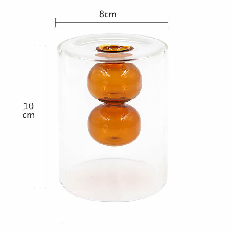 Double glass transparent vase