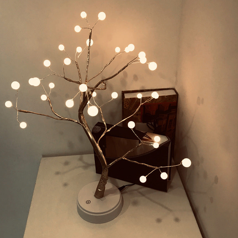 LED USB Fire Tree Light Copper Wire Table Lamps Night Light