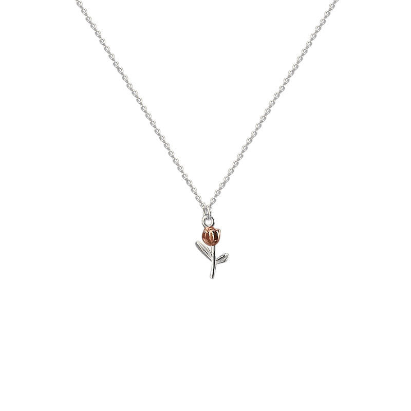 Retro Simple Tulip Sterling Silver Necklace