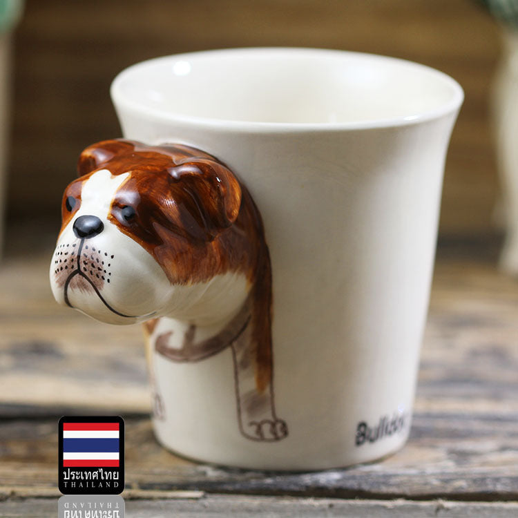 Animal mug Hand painted animal mug english bulldog ceramic mug