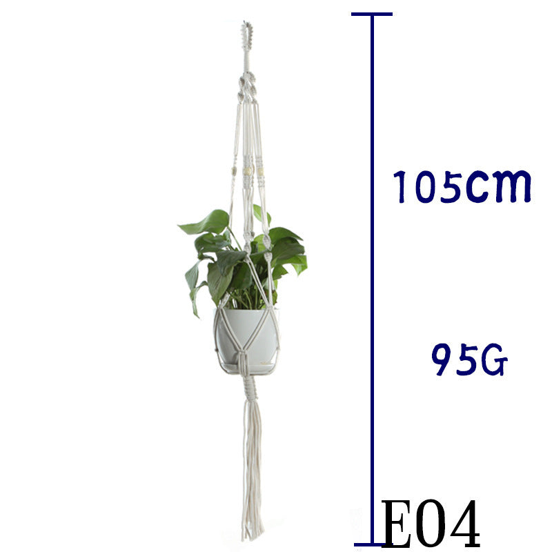 Flower Pot Net Bag Beige Cotton Rope Indoor Plant Hanger Hanging Basket Sling