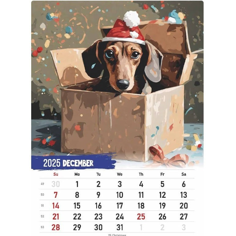 2025 Dachshund Calendar Daily Weekly Monthly Planner Paper Hanging Wall Calendar Gift Home Decor Wall Calendar Supplies