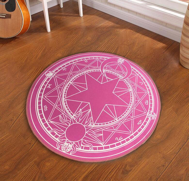 80CM Cartoon Round Carpet Children's Bedroom Card Captor Sakura Magic Circle Carpet Eco-Friendly Rug Computer Chair Mat