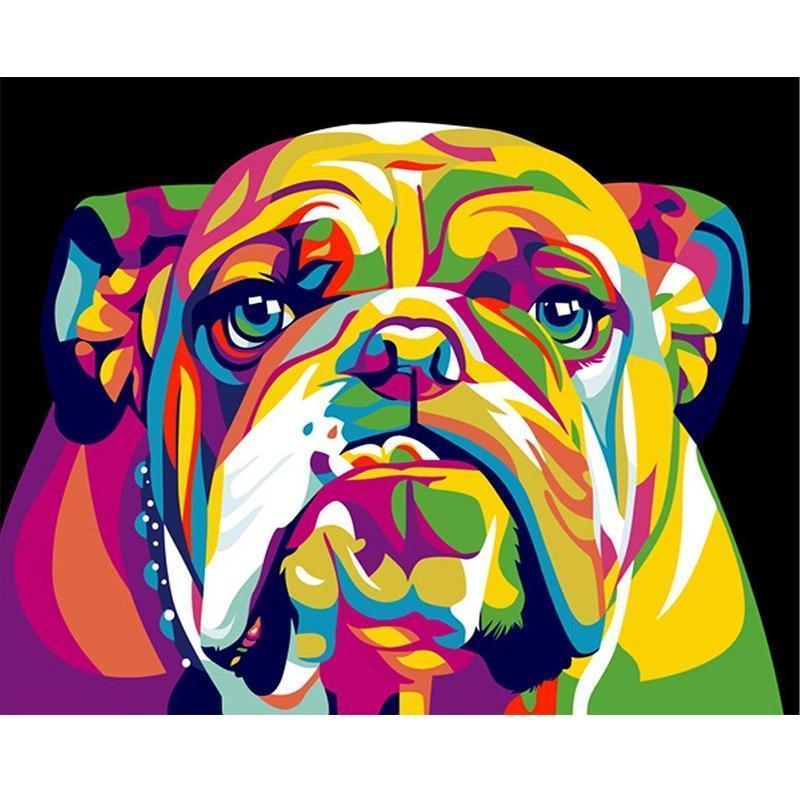 XXL - 5D Diamond Painting -  Englische Neon Bulldogge