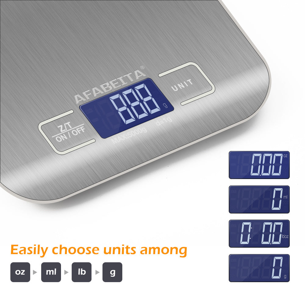 Digital Electronic Kitchen Food Diet Postal Scale Weight Balance 5KG 1g 11lb Kitchen Scales Stainless Steel Weighing For Food Diet Postal Balance Measuring LCD Precision Electronic