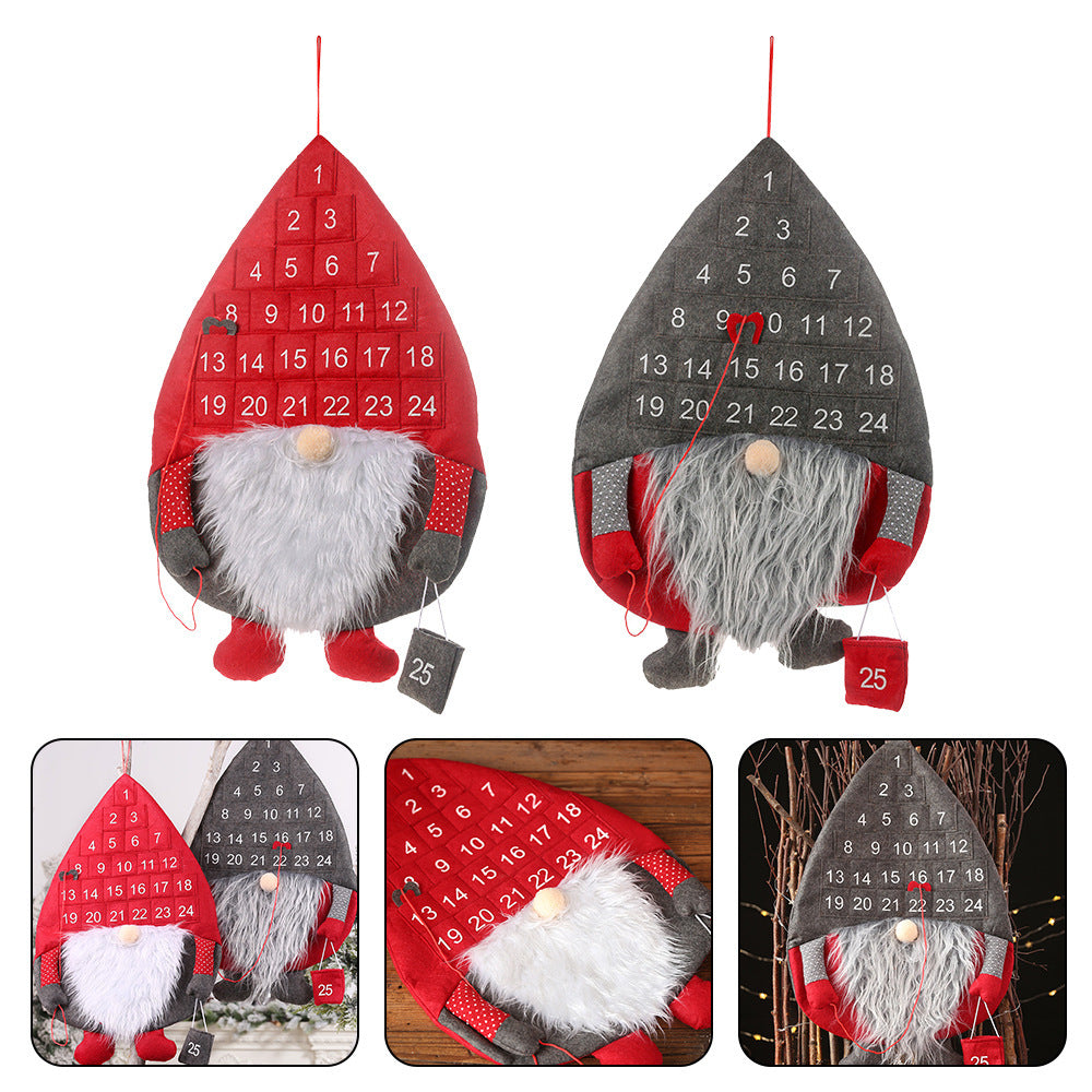 Christmas Advent Calendar Santa Claus Faceless Doll Hanging Christmas Decor Door Wall Window Party Supply