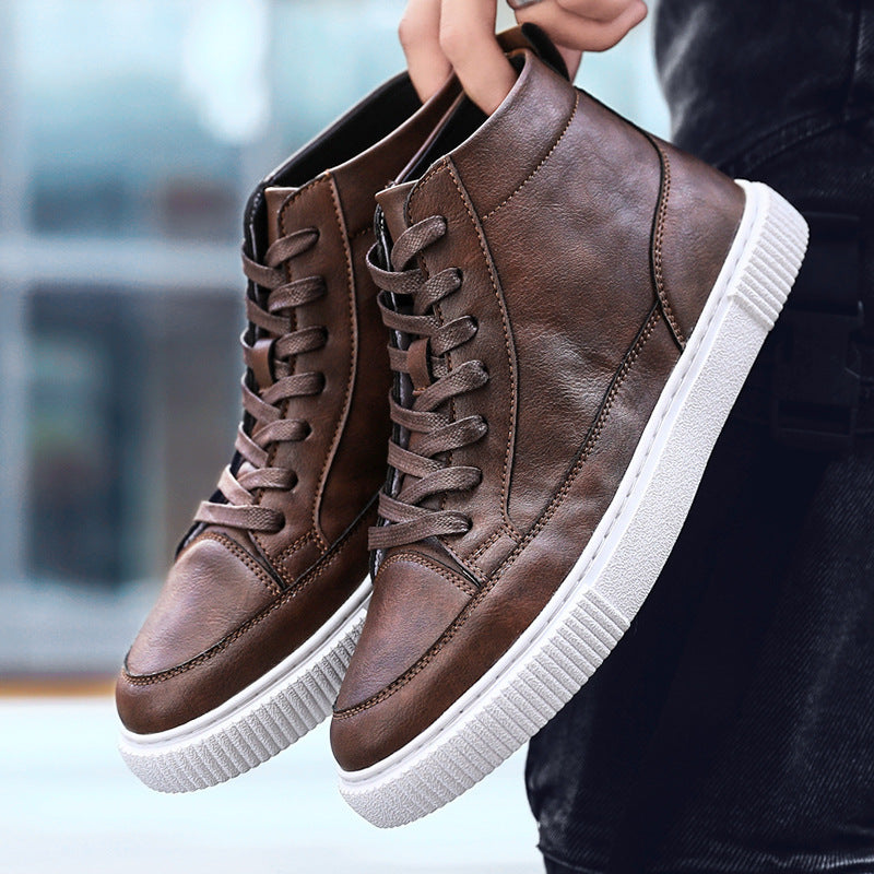 High-top Sneakers Korean Casual Leather Shoes