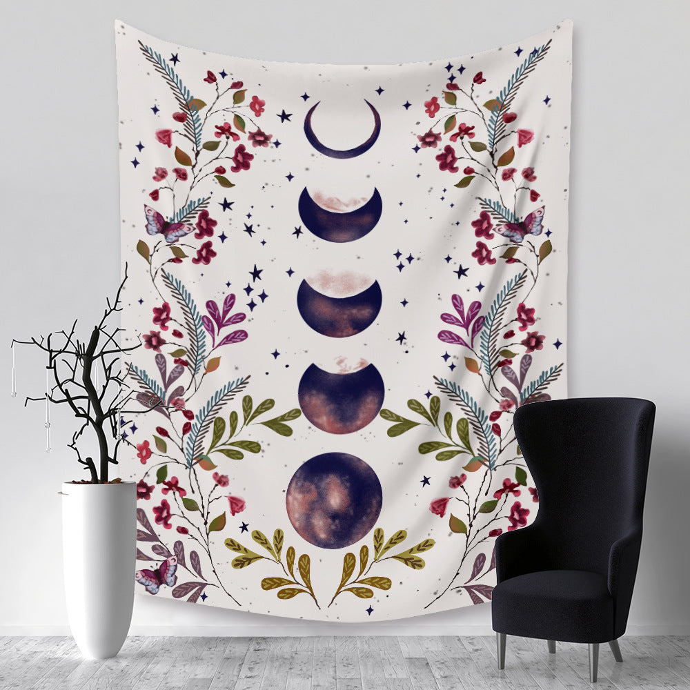 Home Decoration Moon Phase Flower Tapestry