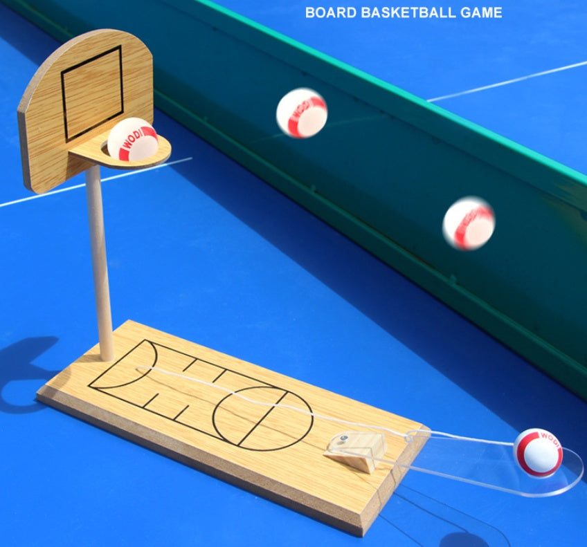 Wooden tabletop basketball game