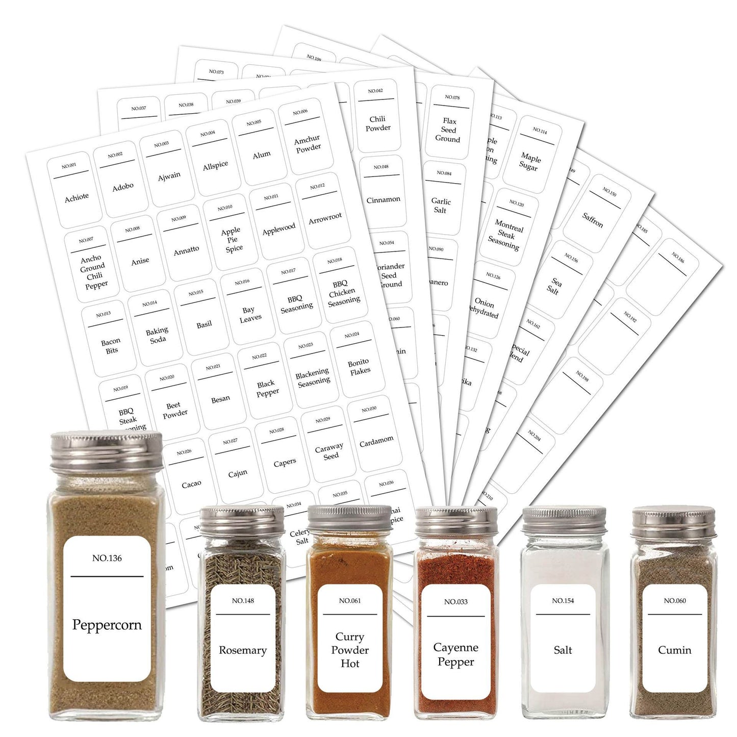 216 Water And Oil Resistant Machine Washable Kitchen Spice Jar Labels