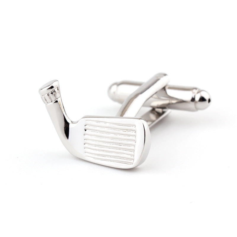 Golf Racket Shape Plain Metal French Shirt Men's Cufflinks