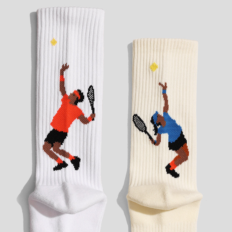 Serve Pattern Couple Towel Bottom Athletic Socks