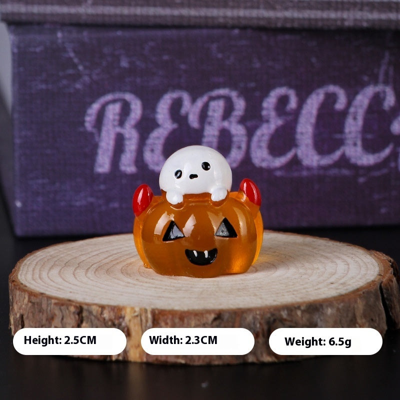 Halloween Luminous Ghost Micro Landscape Gardening Mini Resin Ornament