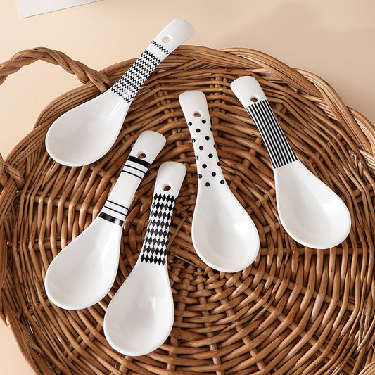 Home Fashion Ceramic Color Glaze Simple Spoon