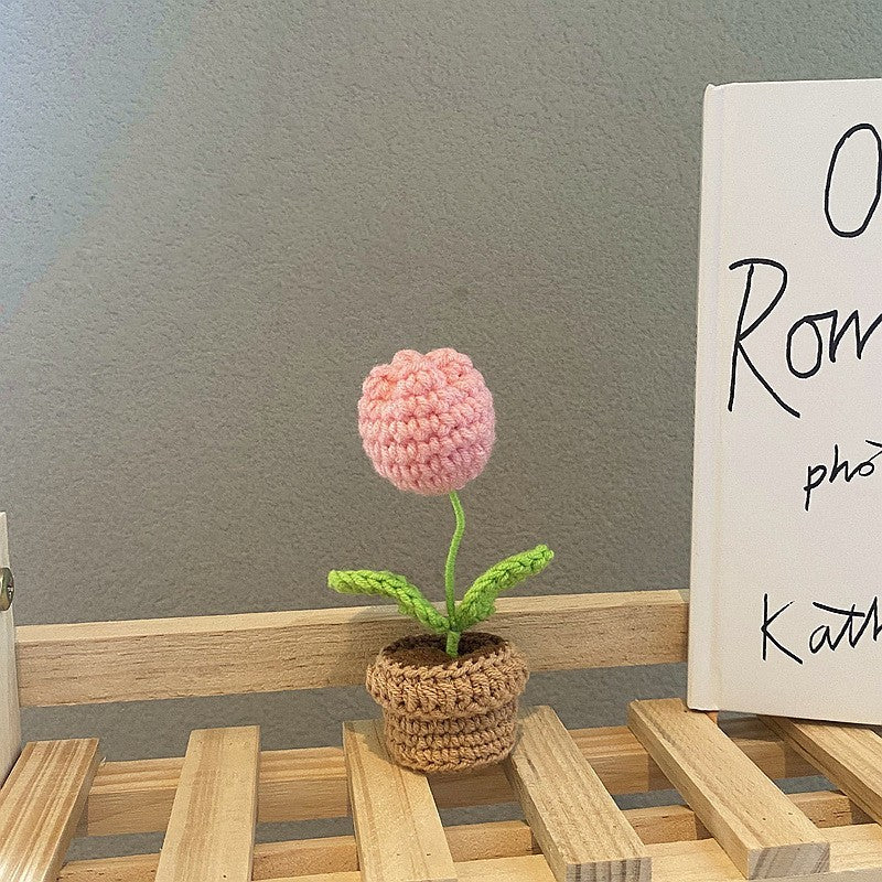 Hand Woven Mini Small Potted Flowers