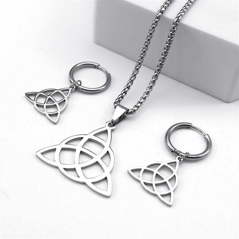 Triangle Circle Pendant Stainless Steel Necklace Suit