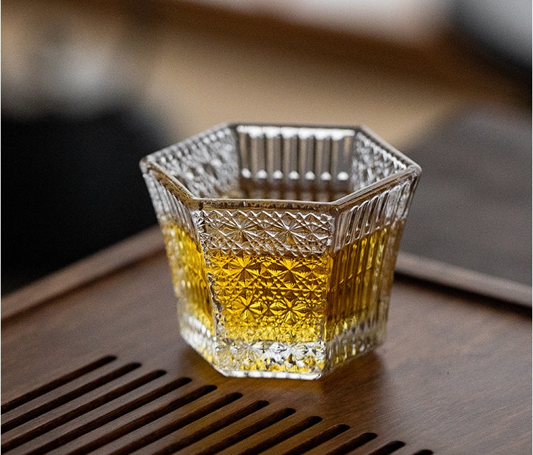 Hexagonal Crystal Glass Tea Cup