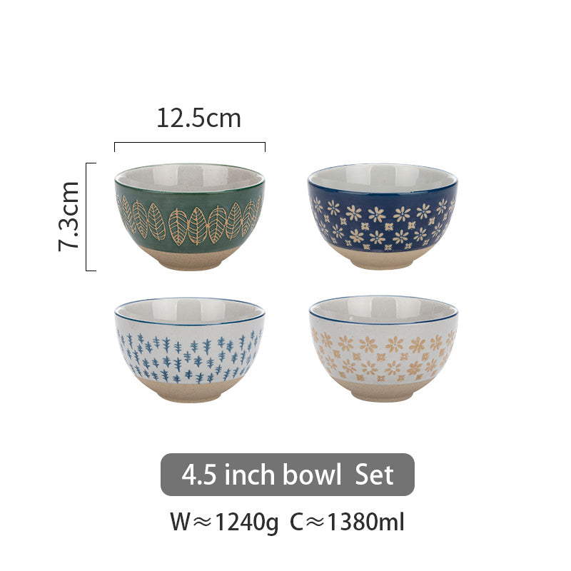 Ceramic Rice Bowl Eating Japanese Retro