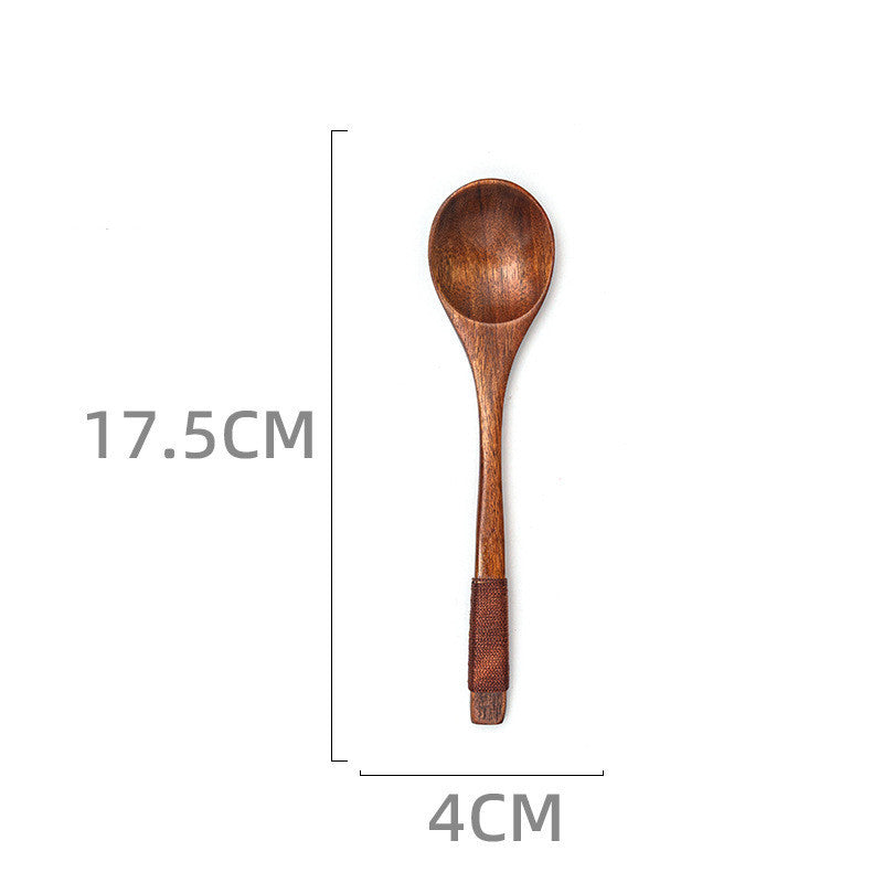 Japanese Style Wooden Long Handle Soup Instant Noodle Spoon