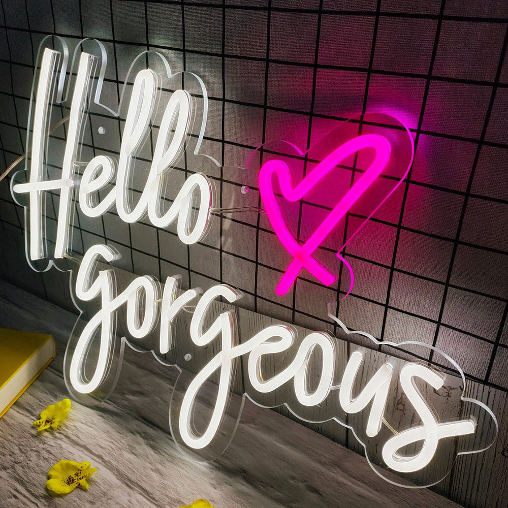 Neon Hello Gorgeous English Alphabet Decorative Luminous Words