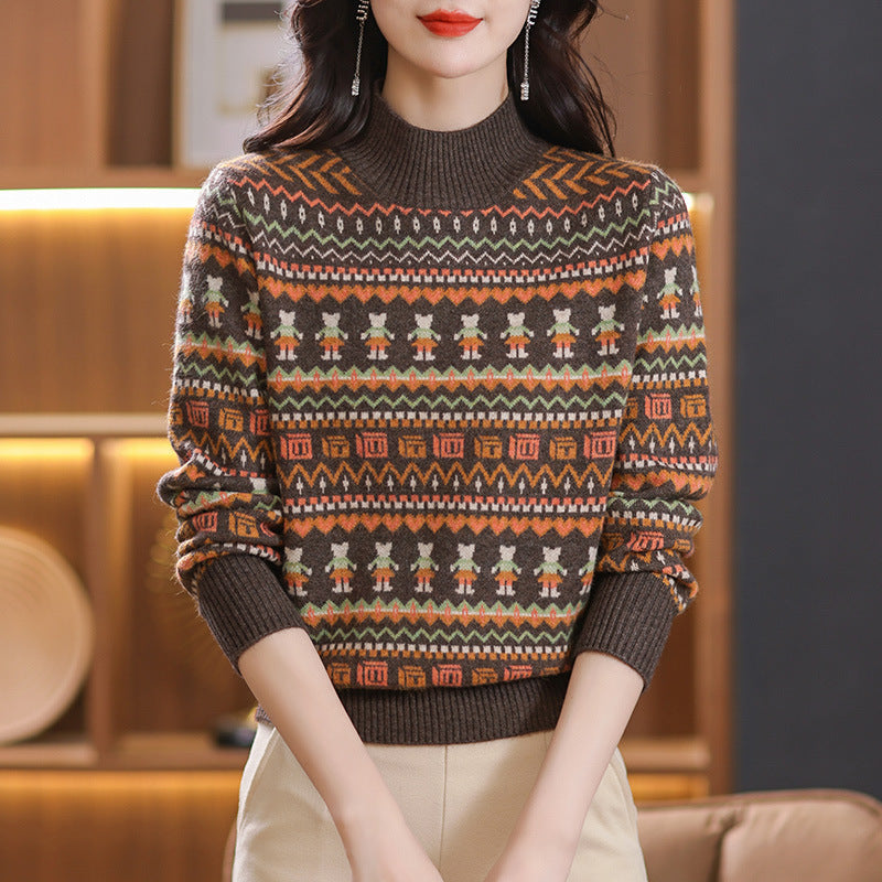 Jacquard Pullover Loose-fitting Underwear Sweater