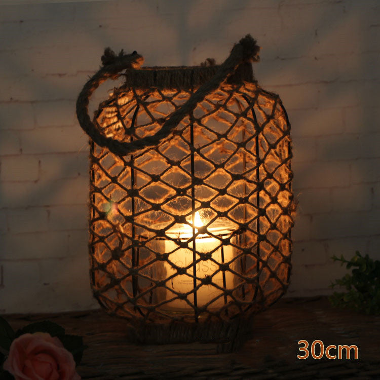 Hemp Rope Woven Lantern Garden Shade