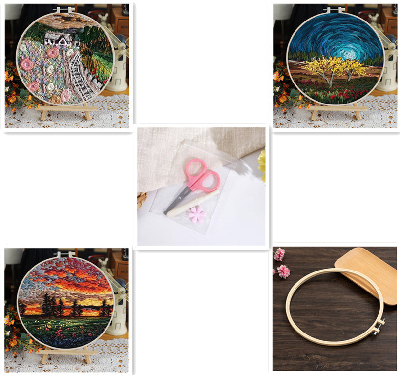 Landscape Handmade Embroidery Kit Creative Embroidery Diy Material Package