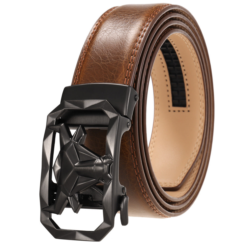 Fashion Men's Leather Belt Alloy Automatic Buckle