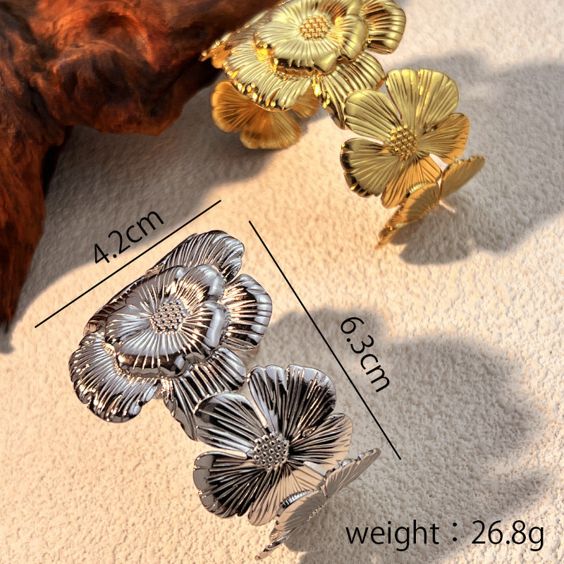 Fashion Vintage Flower Stainless Steel Bracelet