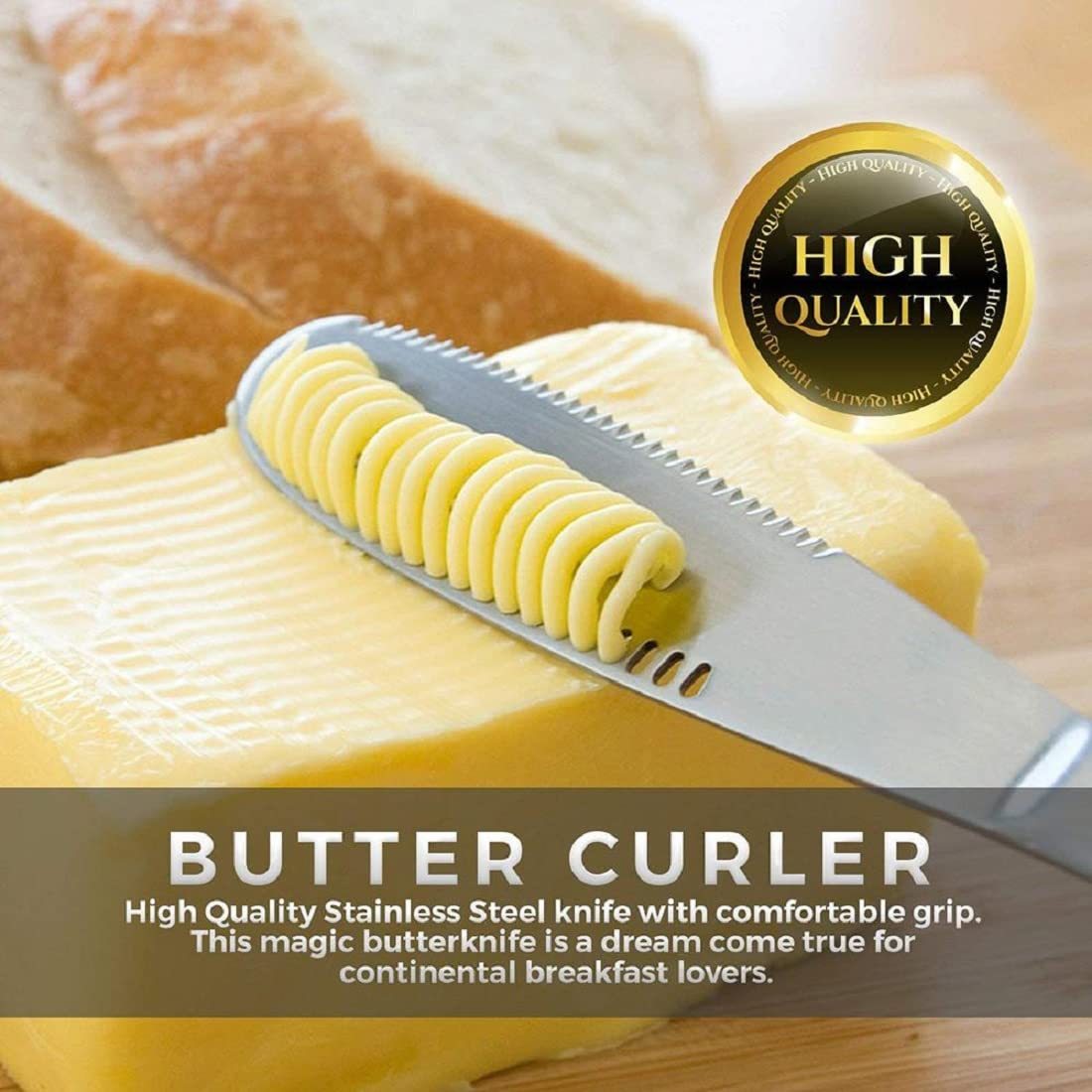 Stainless Steel Butter Spreader Knife With Handle, 3 In 1 Curler Slicer Knife, Butter Knife Spreader And Curler With Holes And Serrated Edge Cheese Knife  Kitchen Gadgets
