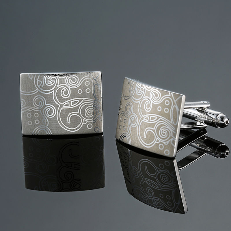 Grass Rose Gold And Silver Pattern Cufflinks