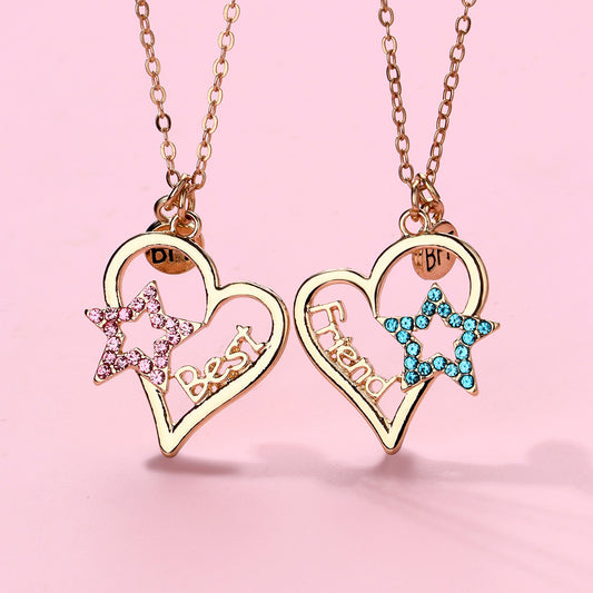 Love Friend Necklace Trendy Alloy Dripping Oil