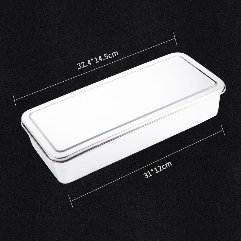 Stainless Steel Rectangular Plate Kitchen Preparing Plate Household With Lid