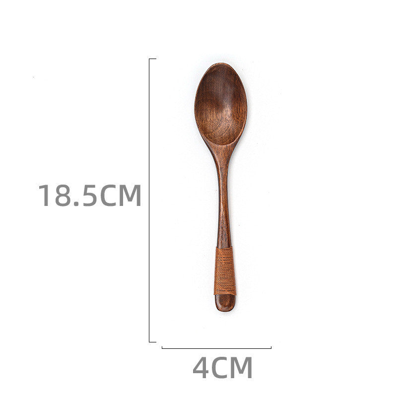 Japanese Style Wooden Long Handle Soup Instant Noodle Spoon