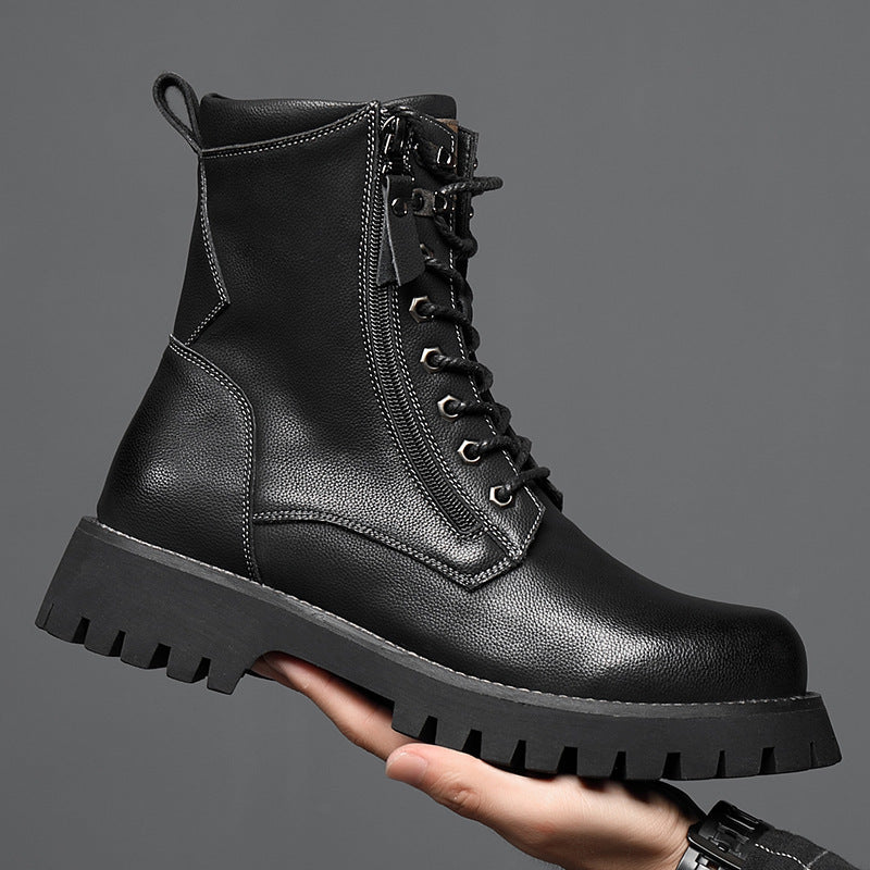 Worker Boot High Top British Style Thick Bottom Fleece-lined