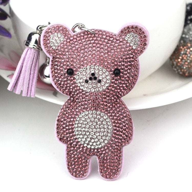 Bear Small Ornaments New Cute With Diamonds Keychain Pendant Korean Style Tassel Bag Pendant