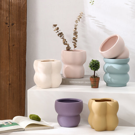 Plain Fired Breathable Ceramic Flowerpot