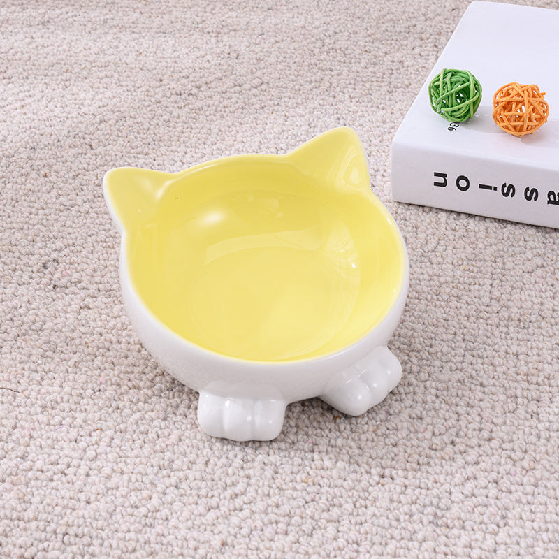 Ceramic Cat Bowl Anti Overturn Slanted Mouth